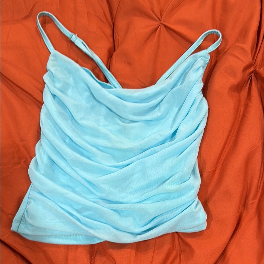 Light Blue Women's Draped Top